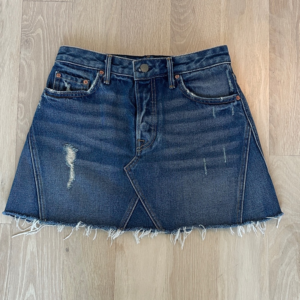 Denim Distressed Mini Skirt